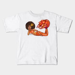 Mermaid with yellow hibiscus flower in her Afro relaxing Kids T-Shirt